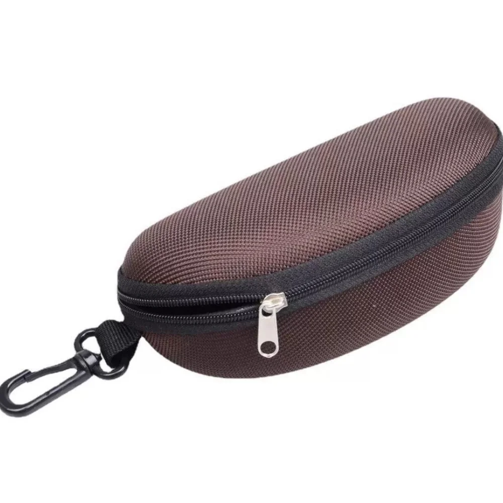 1pc Portable Sunglasses Case Protector Oxford Cloth Hard EVA Zippered Eyeglasses Case with Carabiner Unisex Eyewear Accessories