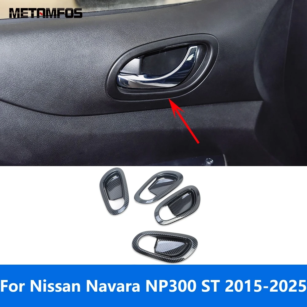 

For Nissan Navara NP300 ST 2015-2023 2024 2025 Carbon Fiber Inside Door Handle Bowl Cover Trim Interior Accessories Car Styling