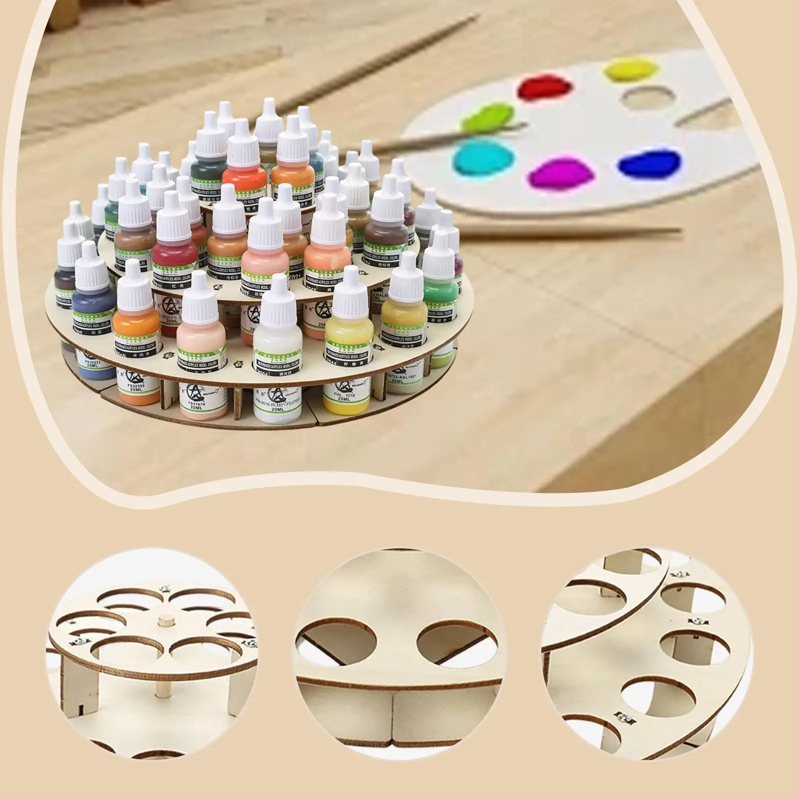 

Вращающаяся подставка-органайзер на 48 ячеек для хранения акриловых красок и бутылочек для художественных студий и миниатюрных моделей