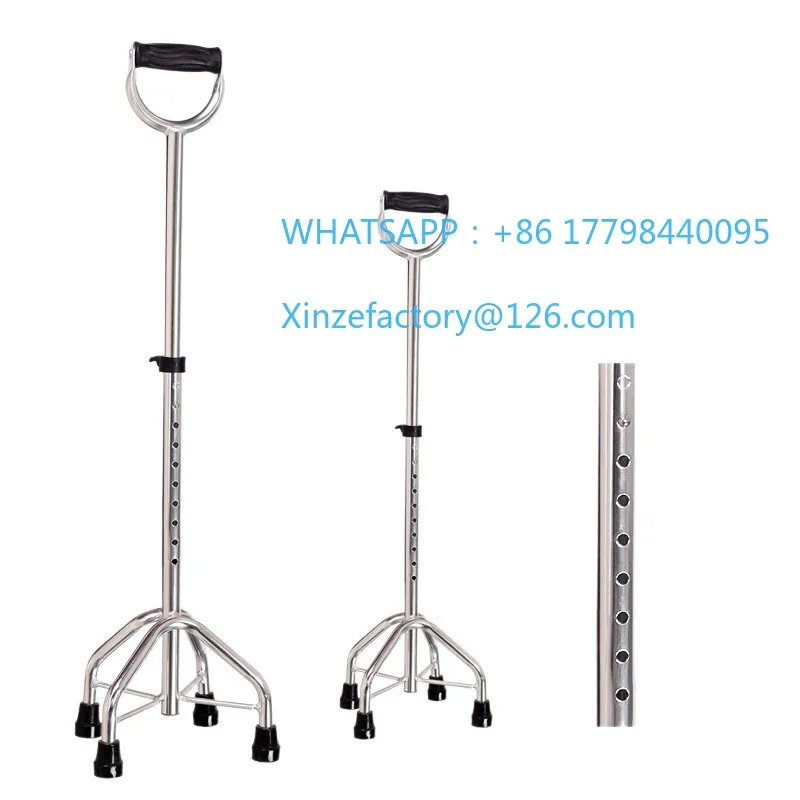 

Customizable Closed Round Handle Four-legged Cane Adjustable Assist Get Up
