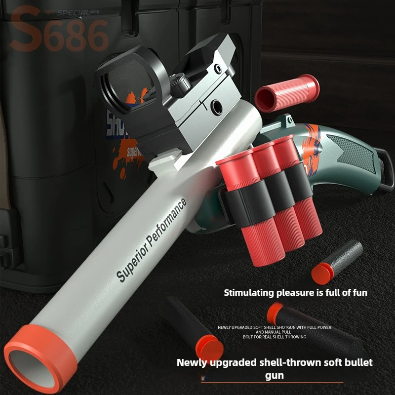 S686 投擲式シェルトイガン ソフト弾エアソフトランチャー アウトドアスポーツ CSゲーム ピストルシューター 楽しいおもちゃ 男の子へのギフト