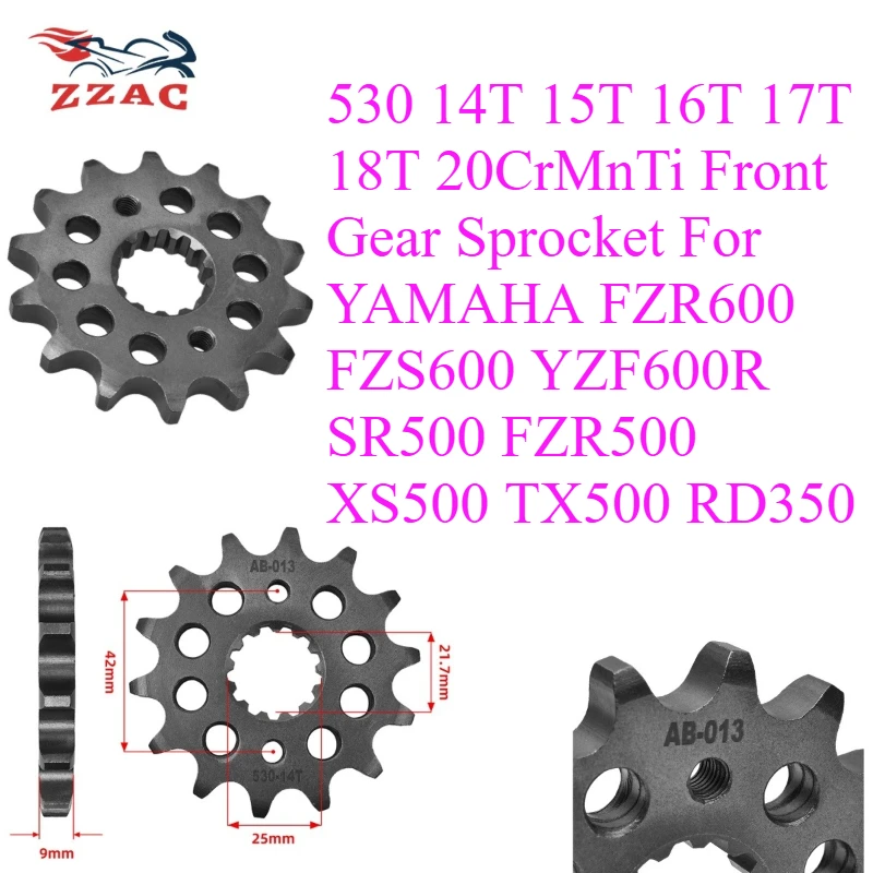 530 14T 15T 16T 17T 18T 20CrMnTi Front Gear Sprocket For YAMAHA FZR600 FZS600 YZF600R SR500 FZR500 XS500 TX500 RD350