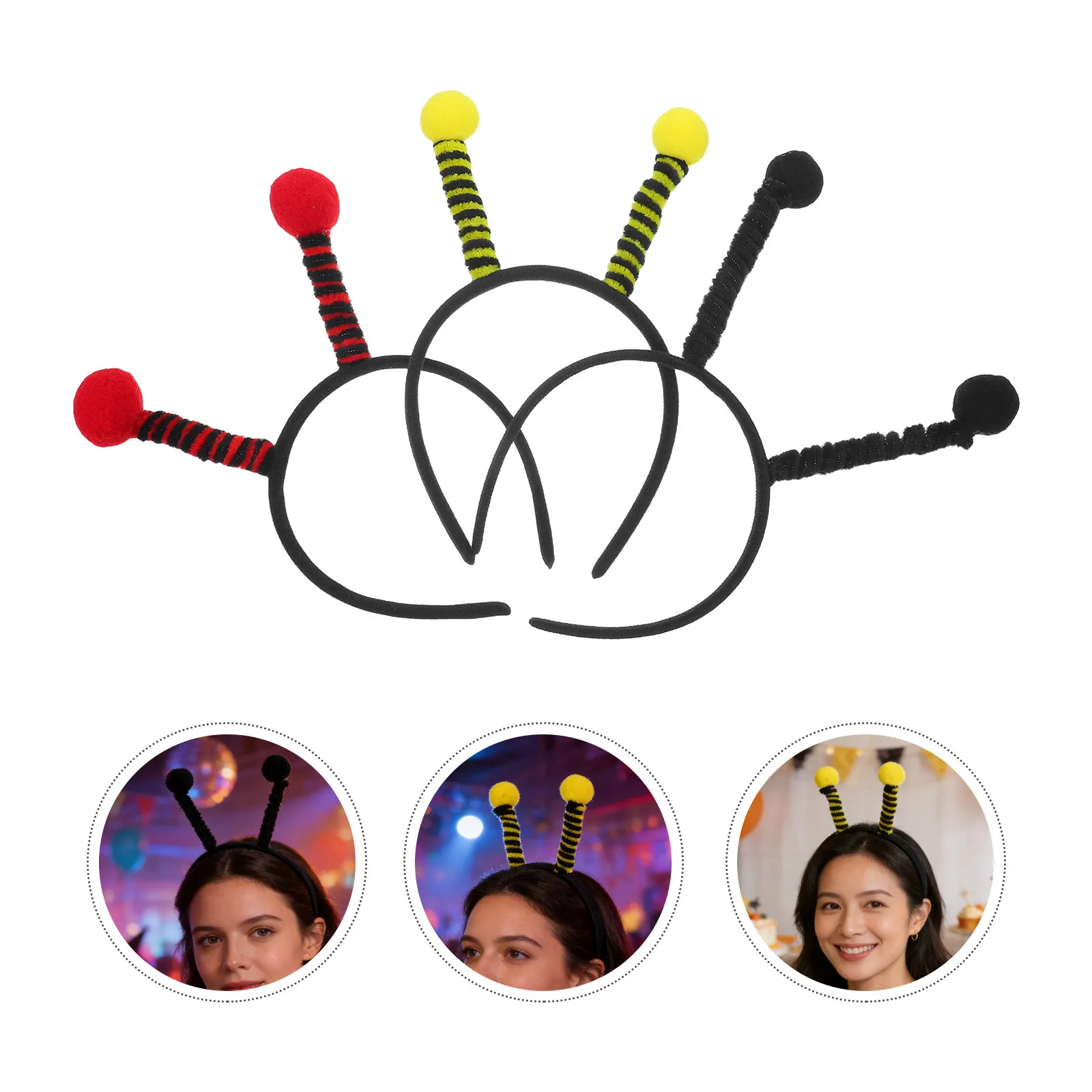 

6Pcs Wiggly Bug Antenna Headband Soft Wire Bee Ladybug Ant Costume Head Boppers Halloween Cosplay Party Insect Antenna Headband