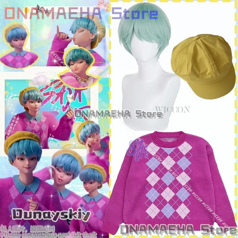 

Jirai Kei Boy Baby Saja Boys Cosplay Anime Movie Kpop Demon Costume Hot Pink Retro Wool Knitted Kawaii Cute Lovely Sweater