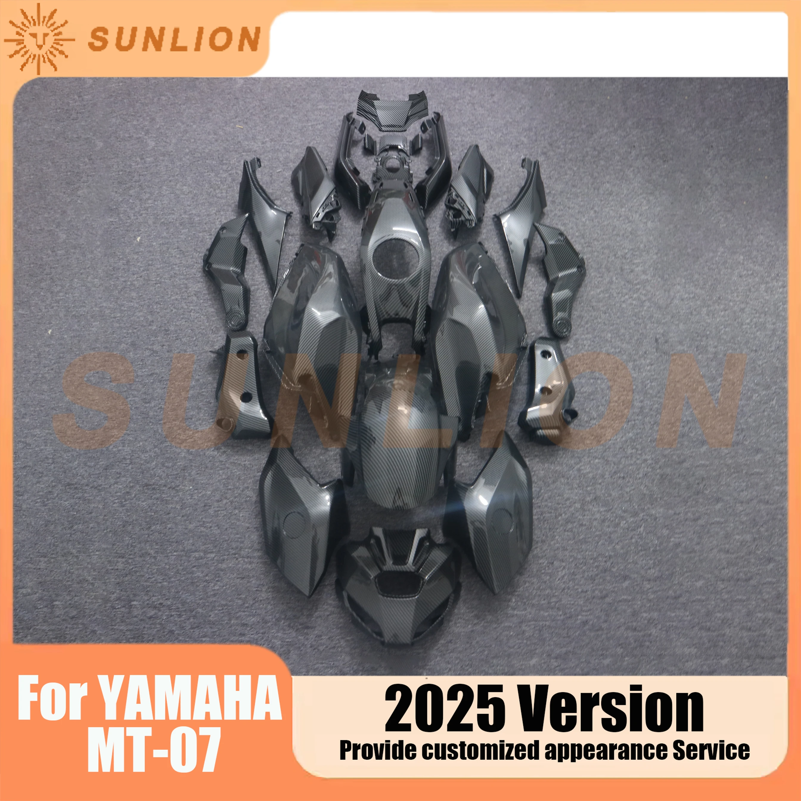 Per YAMAHA MT-07 MT07 2025 Kit corpo completo con effetto verniciato in fibra di carbonio Carenatura
