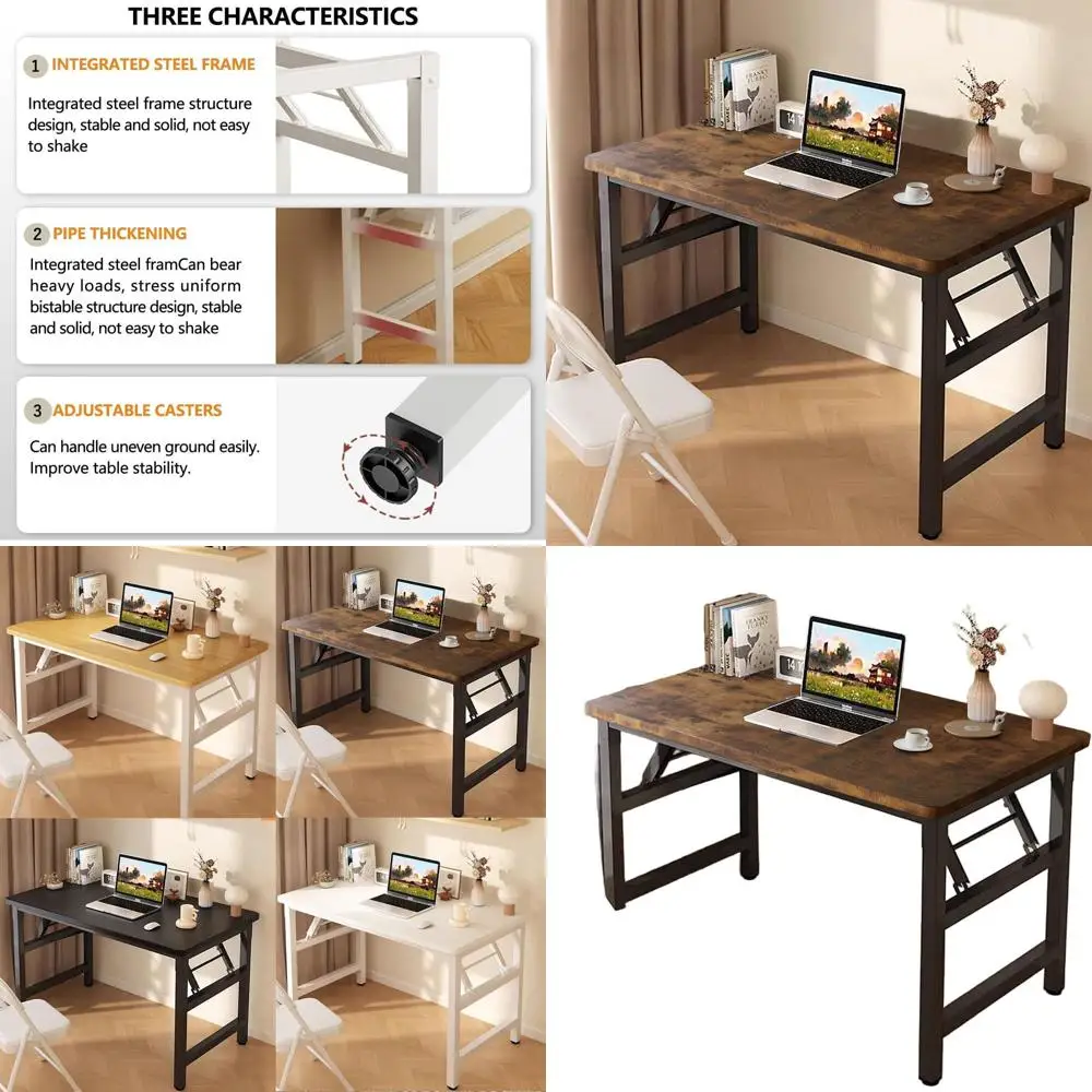 

Складной стол квадратной формы коричневого цвета в деревенском стиле, 39,4 дюйма, для небольших помещений, простая установка без сборки