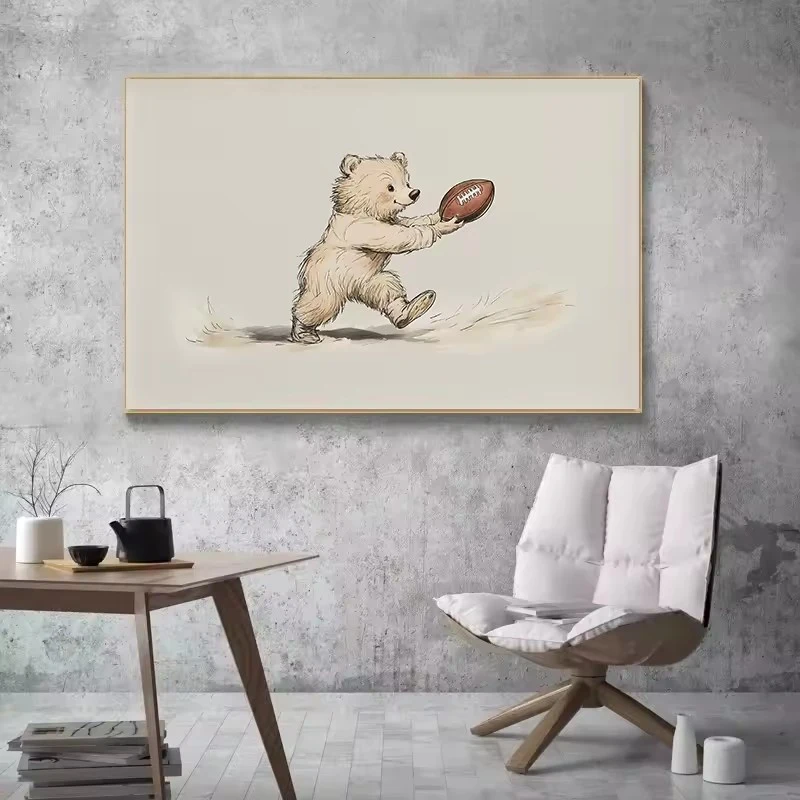 الرجعية مضحك الحيوانات اللعب الأرانب الرياضية سوان الكرتون التوضيح الملصقات حائط لوح رسم صور ديكور المنزل الفتيات غرفة