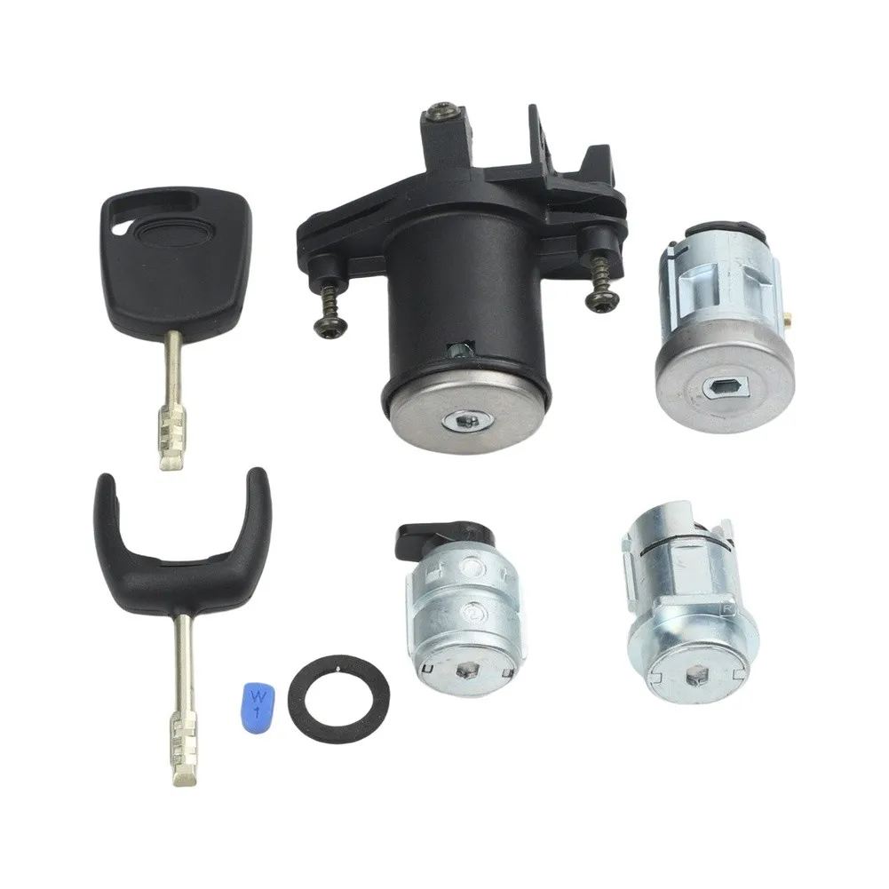 Vehicle Ignition Lock Cylinder with Door Lock and Trunk Lid Lock for Ford For Fiesta V 2001 2008 Includes Two Keys