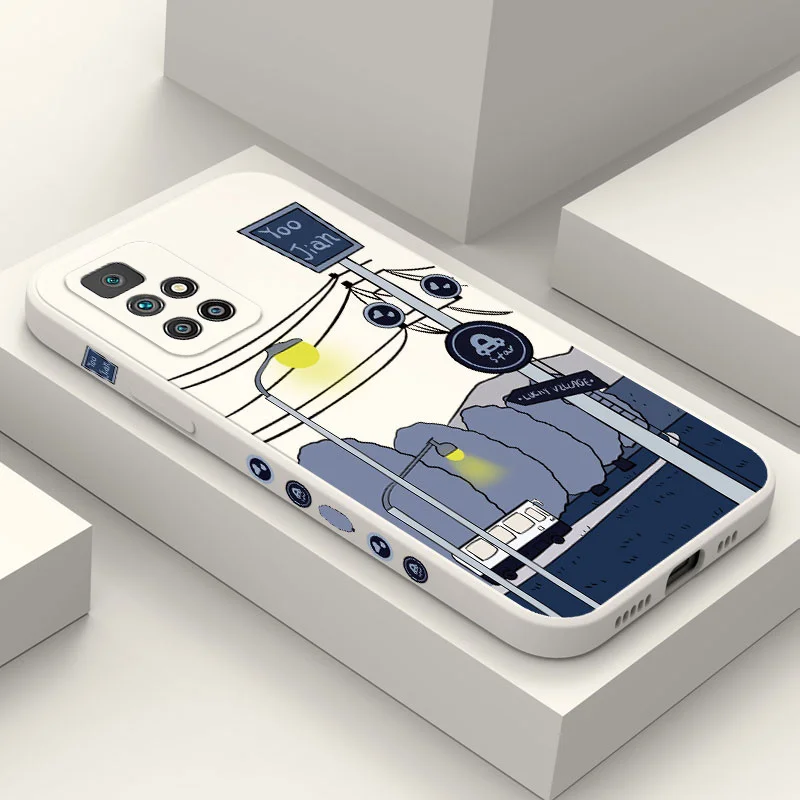 

Cartoon Street Lamp Phone Case For Xiaomi Redmi 13C 12 12C 10 10C 10A 9 9T 9A A1 Pro Plus 4G 5G Liquid Silicone Cover