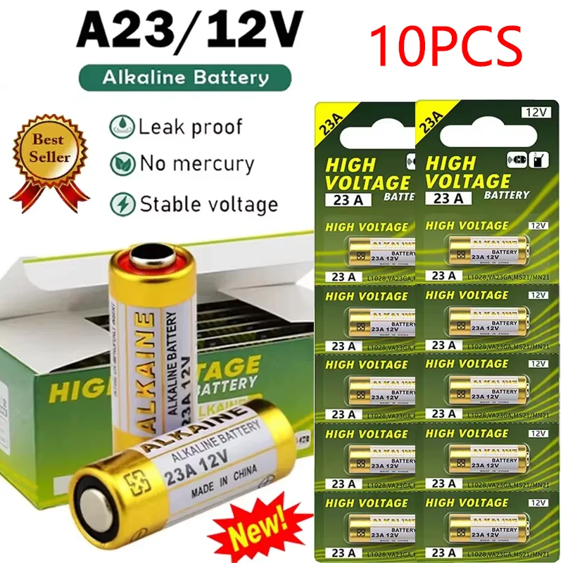 10PCS 12V alkaline battery A23 23A E23A EL12 MN21 MS21 23GA A23S V23GA L1028 GP23A LRV08 suitable for remote control toys