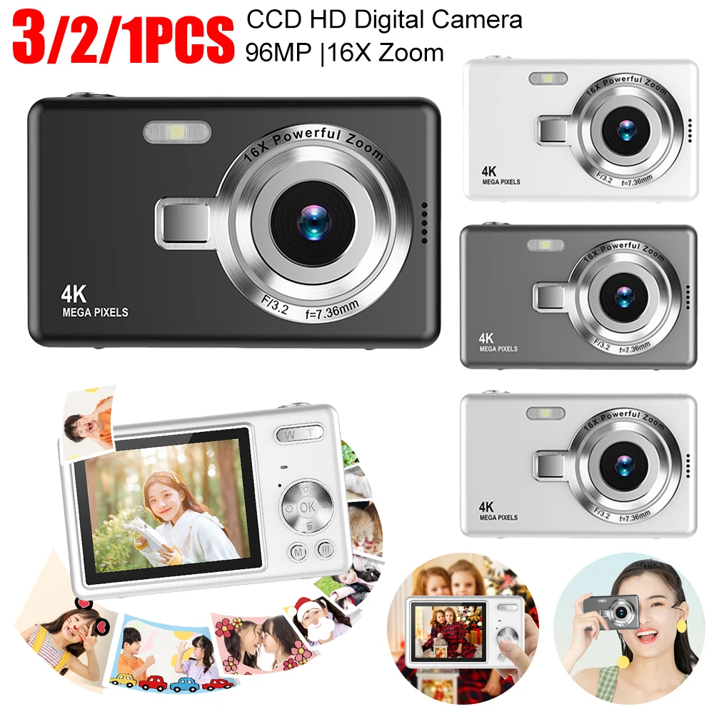 3/1 قطعة CCD كاميرا رقمية 2.4 "16X التكبير 1080P فيديو التصوير الفيديو كاميرا 96MP التركيز التلقائي كاميرات تسجيل الدخول مستوى كاميرات صغيرة