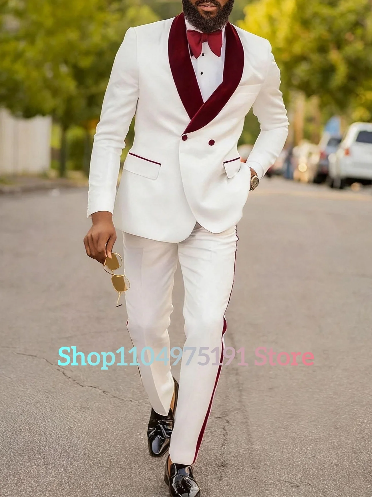 Terno de duas peças europeu e americano jacquard slim-fit para homens (blazer + calça) roupa de performance temperamento