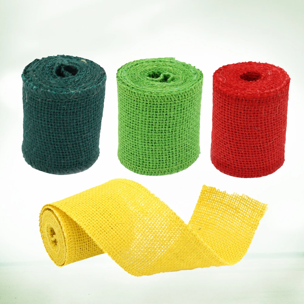 

Christmas Decorated Ribbon Hessian Jute Ribbons 4 Lace Craft Ribbon Rolls DIY Craft Lace Home Wedding Decorations