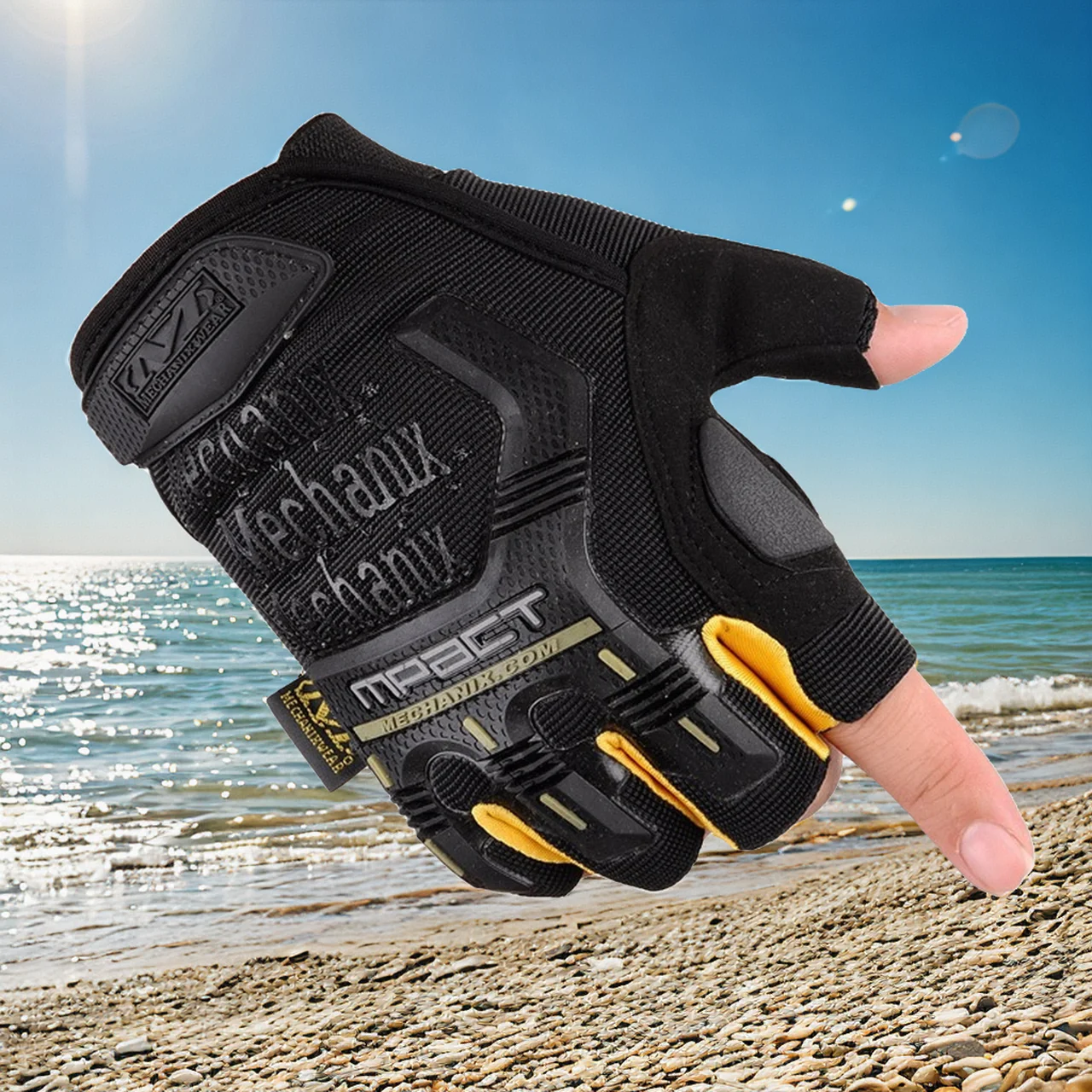 

Half Waterproof Breathable Gloves Bike Cycling Windproof Touchscreen Road Mountain Finger Mesh Anti-Slip Finger Full Biking