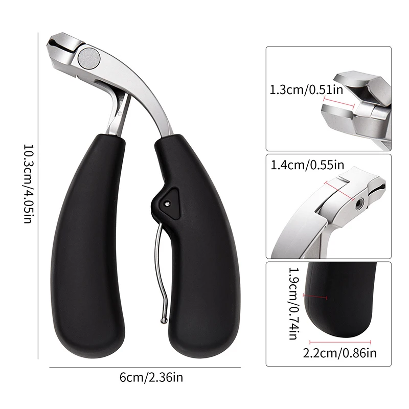 Curved nail clippers for elderly people, thick toenails, heavy-duty with large openings, splash proof, nail storage scissors