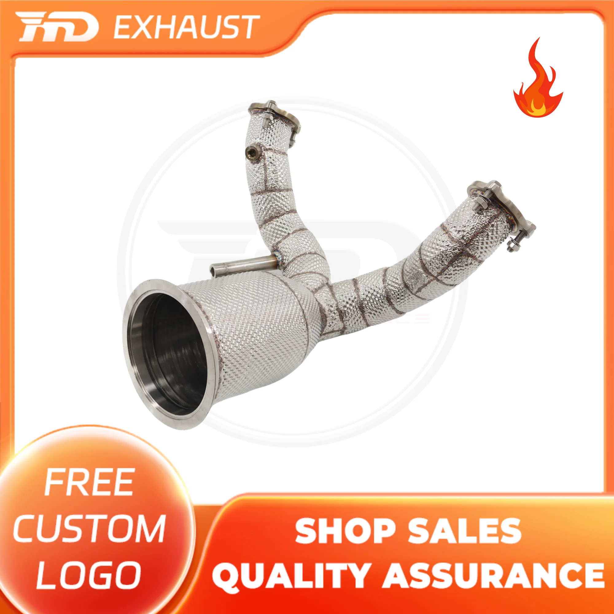 

HMD Hot Sale Exhaust High Flow Performance Downpipe For AUDI Q8 Q7 3.0T Version With Heat Shield Racing Pipe With Catalysis