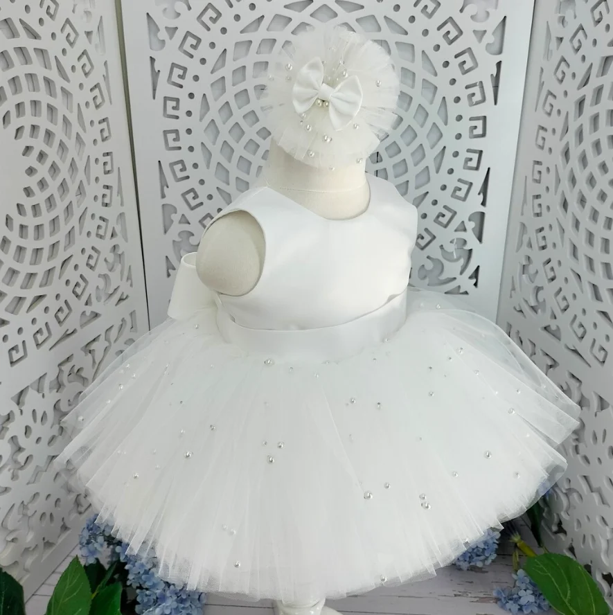 White Customizable Birthday Party Dress Christams Dress For Girl 1-8 Years Girls Dress Elegant Tutu Vestidos Kids Clothes