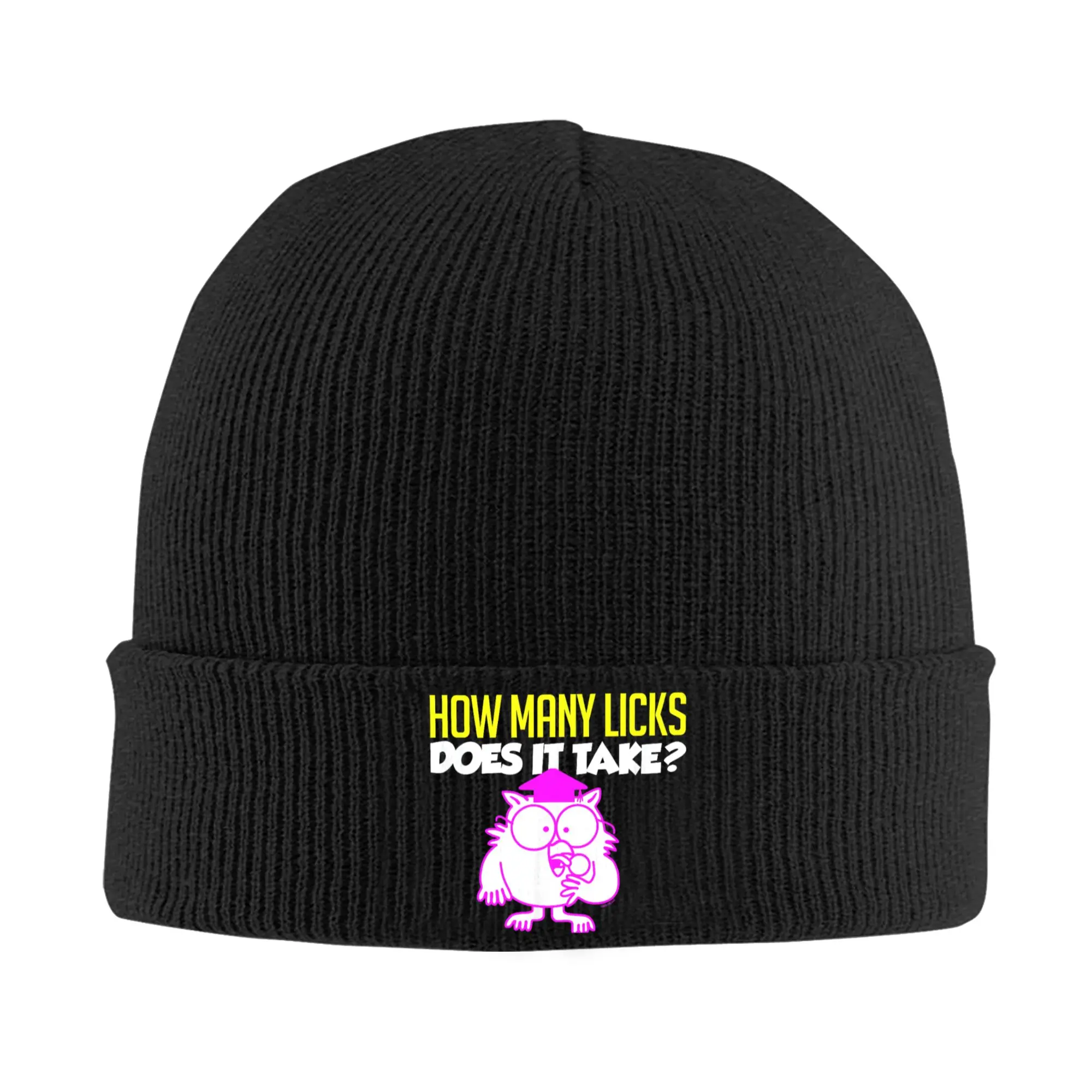 Tootsie Roll Pop Owl cuántas licks se llegan sombrero de punto gorros gimnasio térmico elástico mujer hombre Bonnet sombreros