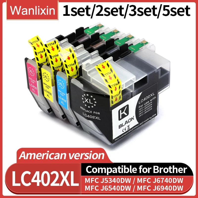 

1~5set LC402 LC402XL ink cartridge for Brother MFC-J5340DW MFC-J6740DW MFC-J6540DW MFC-J6940DW Printer ink cartridge 402 Dye
