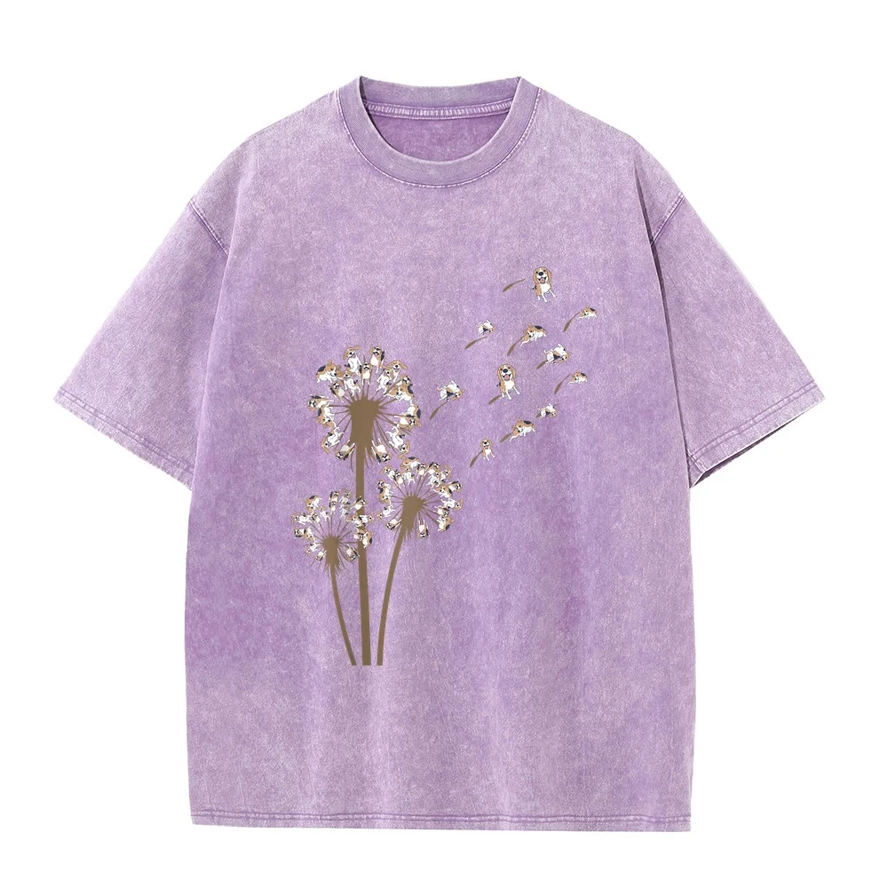 Beagle Flower Fly Dandelion Funny Dog Lover Dad T-Shirt Y2k Clothes 티셔츠 Short Sleeve Tee Autumn Plus Size Daily Wear Unisex