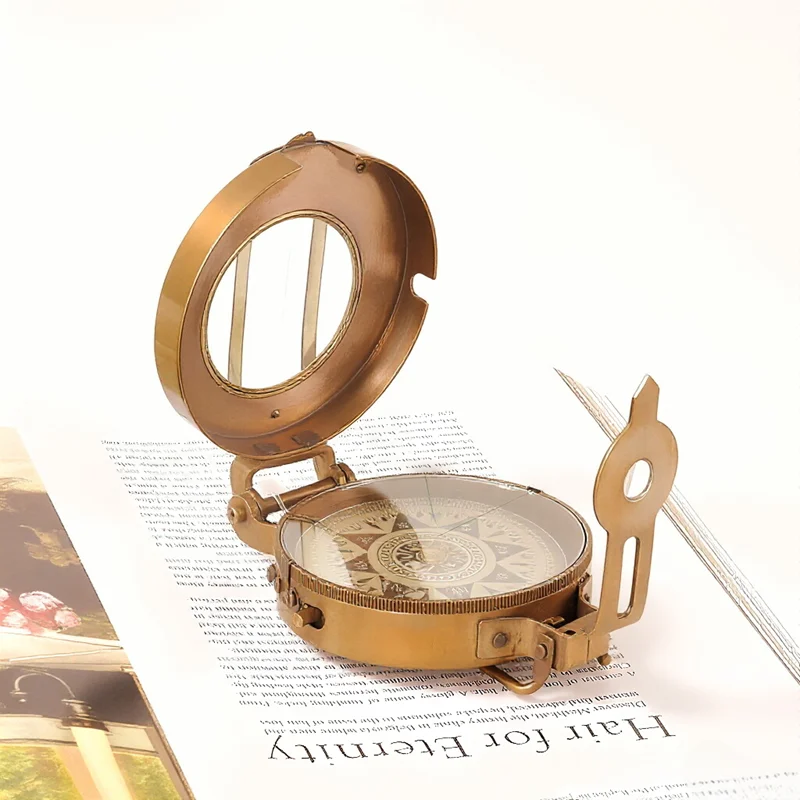 Vintage Brass European Nautical Compass Ornament Home Decor Art Craft Decoration