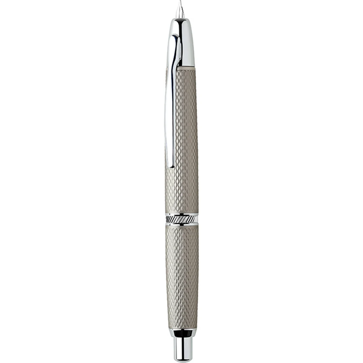 

Press Retractable Fountain Pen, 0.4MM Extra Fine Nib Metal Grid Ink Pen with Clip for School Office Supplies,Silver-Gray