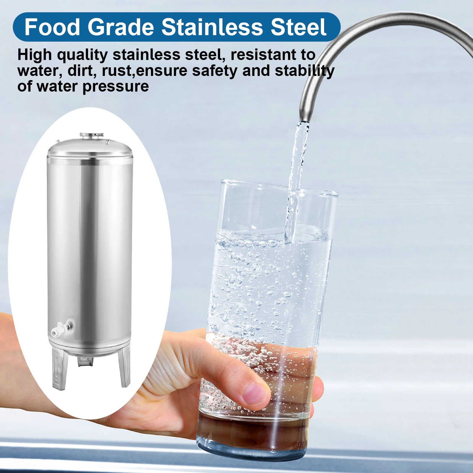 Serbatoio a pressione dell'acqua di pozzo Serbatoio booster a pressione di pozzo da 100 litri Contenitore pressurizzato per acqua, kit di montaggio incluso per casa, fattoria, cucina