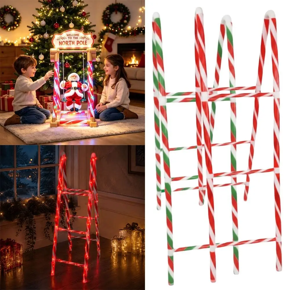 0.5m / 1m Xmas Shop Window Decor Swing,Climb Ladder Dynamic Visuals Christmas Santa Ornament Fun 3D Christmas Gift Decor