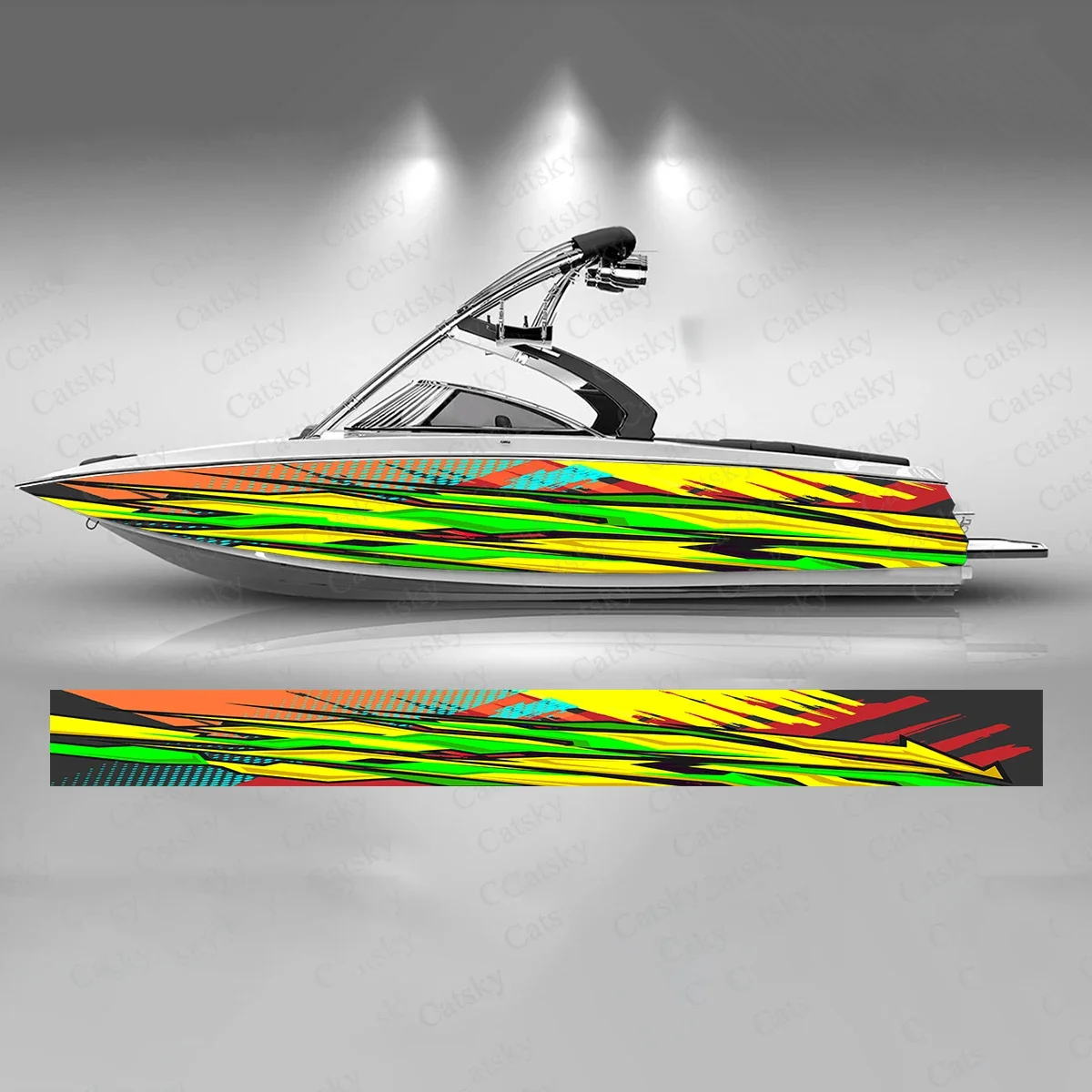 Colorful Graffiti Interweave Lines Beautiful Boat Sticker Vinyl Ship Pontoon Deck Boat Fishing Decorative Pontoon Boats Decal