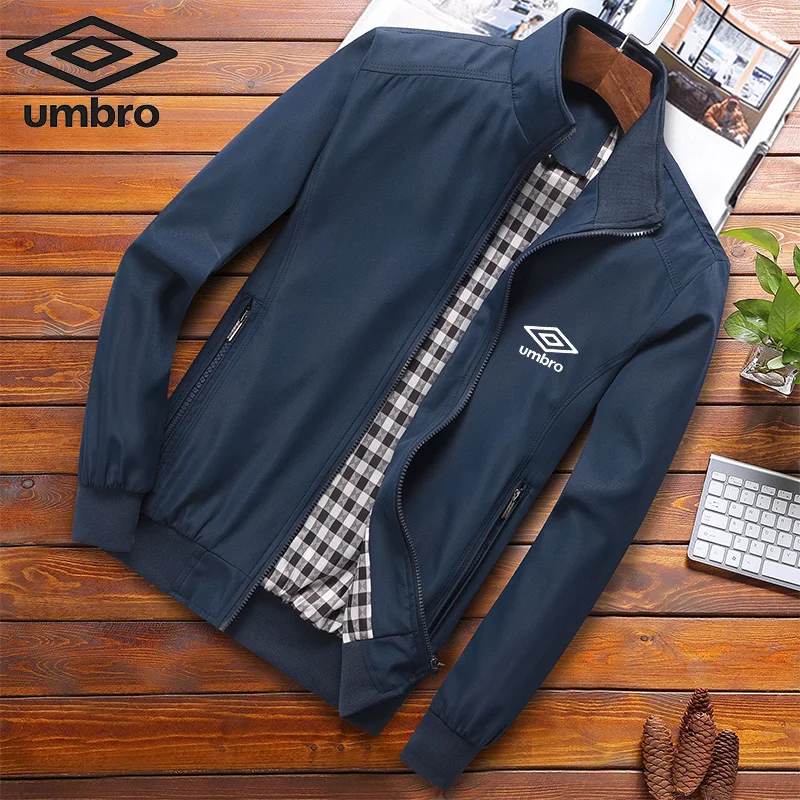 Alta calidad bordado Umbro Primavera/otoño moda Casual Slim Fit chaqueta bomba cuello de béisbol chaqueta de hombre M-6XL