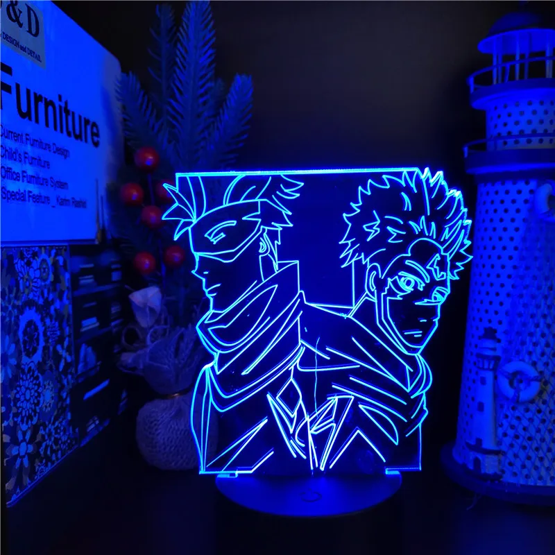 Jujutsu Kaisen Cartoon Ryomen Sukuna Satoru Gojo 3D Visual Night Lights LED Itadori Yuji Night Lamp Anime Color Changing Lamp