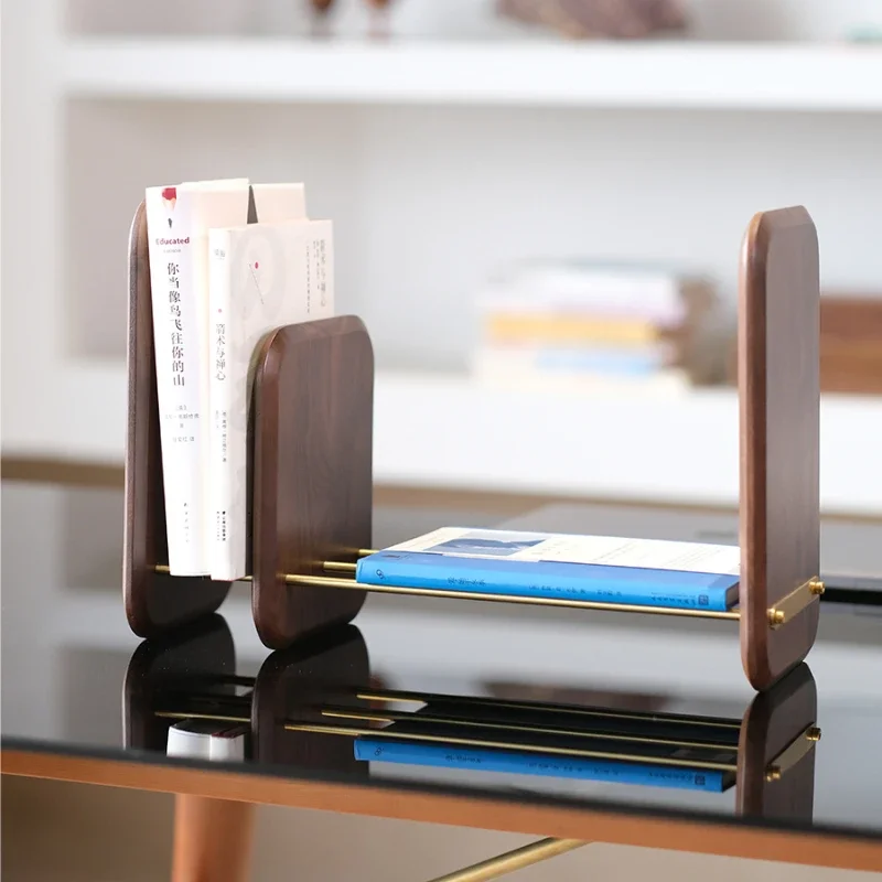 Creative Black Walnut Wood Book Stand Exquisite File Shelf Desktop Storage Pen Holder Office Organizer and Desk Ornament