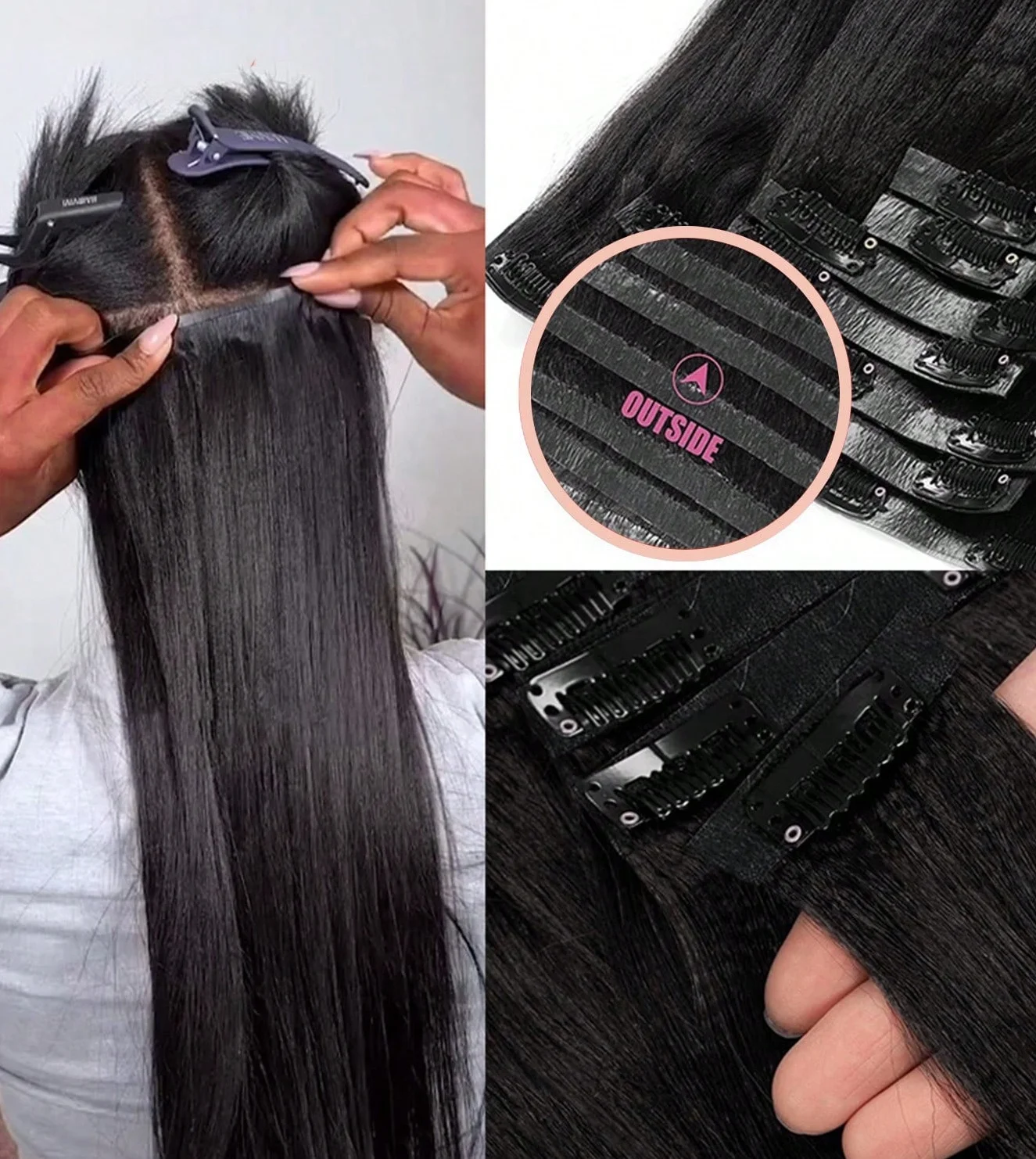 

1-6Pcs Brazilian Remy Clip In Hair Extensions Real Human Hair 10-32 Inch Natural Black Hair Extensions Clip Ins Straight Hair Extensions For Women