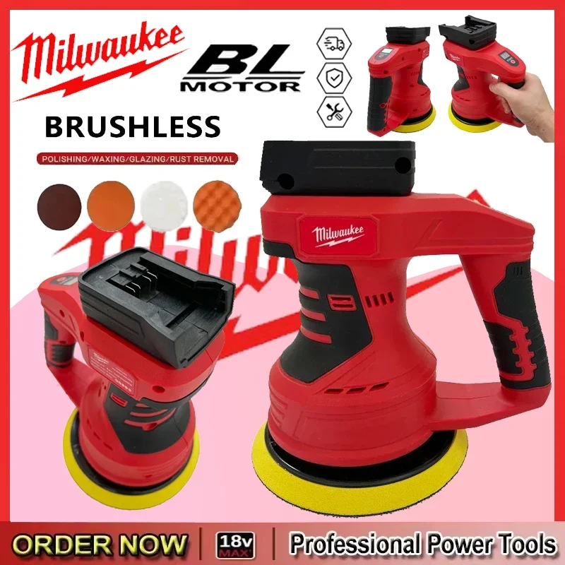 

Milwaukee Аккумуляторная полировальная машина для автомобиля, 8 передач, бесщеточная электрическая полировальная машина, вощение, шлифовка, уплотнение, электроинструменты для батареи 18 В