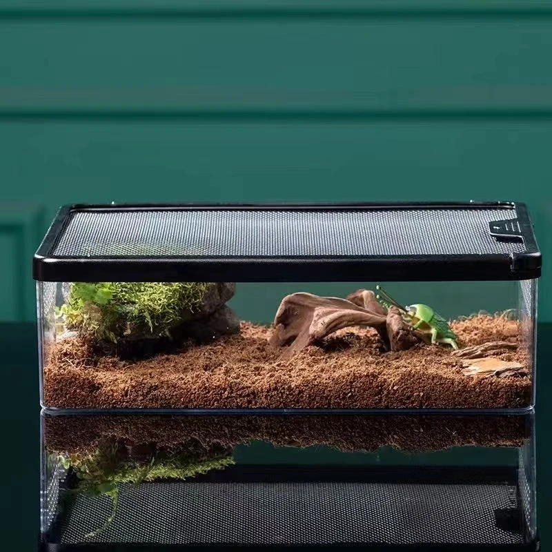 

Custom Insulation Reptile Terrarium Easy To Clean Durable PC Material Eco-Friendly Black Reptile Enclosure Breeding Box