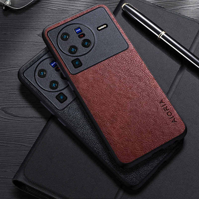 Case For Vivo X80 Pro X60 Pro 5G Simple Design Luxury Leather Business Cover For Vivo X50 Pro 5G Case