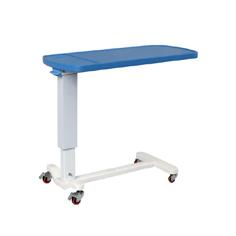 طاولة طعام مستشفى عالية المستوى قابلة للتعديل، طاولة سرير متحركة عالية السعة مع عجلات للاستخدام بجانب السرير للمريض