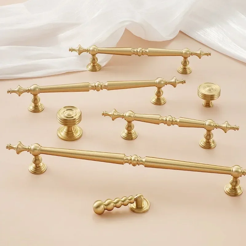 Goldene Luxus-Küchenschrankgriffe, Französische Massivmessinggriffe für Möbel, Schubladen, Kommoden, Kleiderschränke, Schuhschränke, Türgriffe – Detail 9