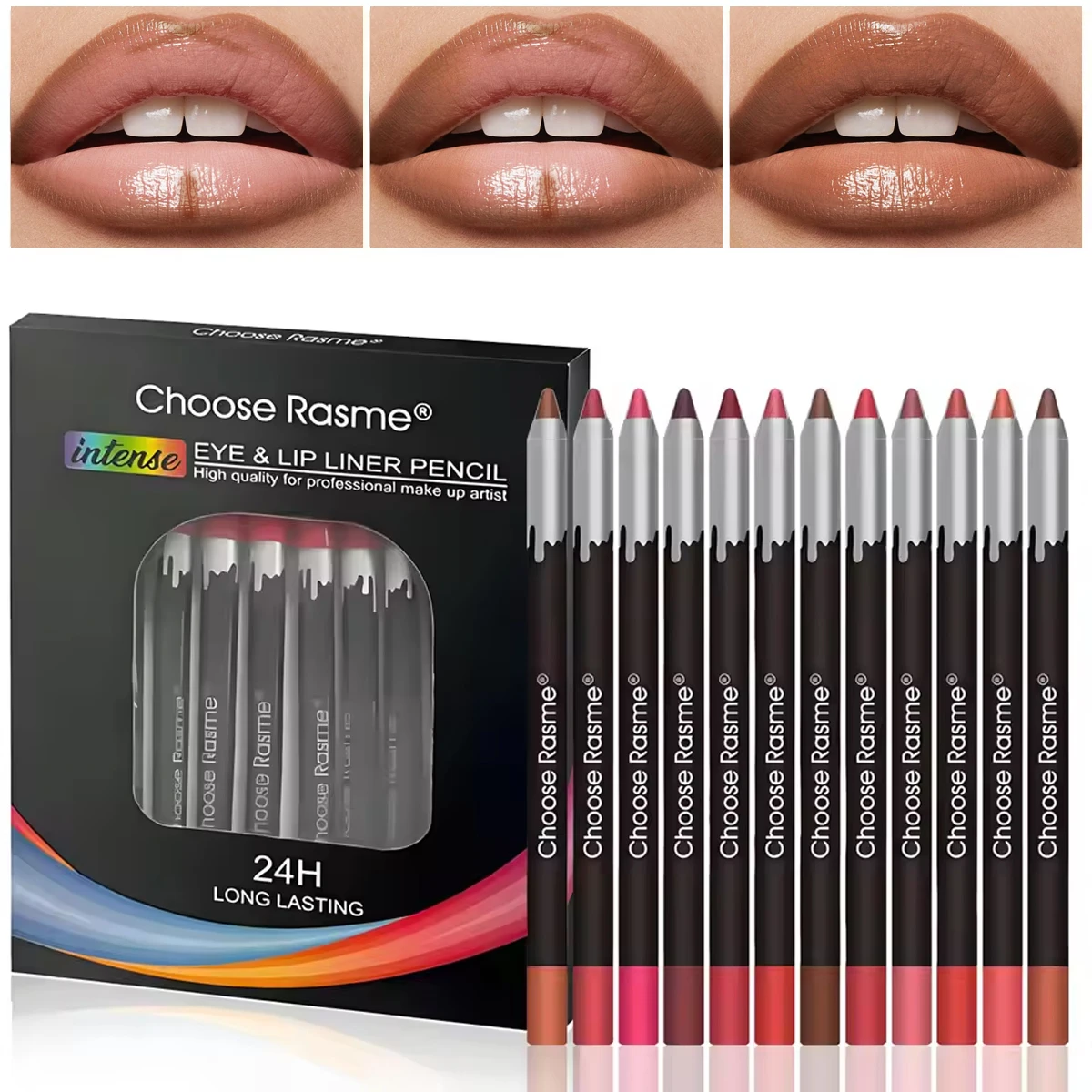 12-kleuren waterdichte matte lipliner rode contourverf lippenstift langdurige hydraterende lipmake-up