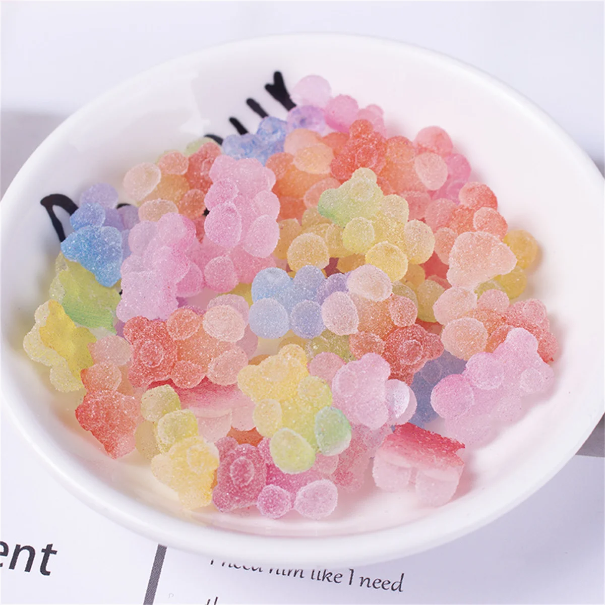 10pcs 3D Japanese Exquisite Bear Nail Art Charms Kawaii Solid Gradient Bear Jewelry Nail Rhinestone Decorations Accessories DIY