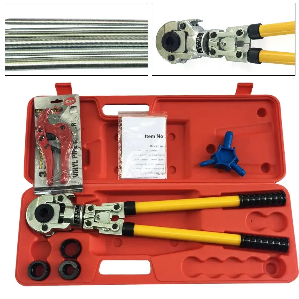 New Pipe Crimping Pliers Hand Pressing Kit + 8Pcs Tool Set PEX Presser ø16-32 mm Pipe Crimping Pliers Hand Press Kit