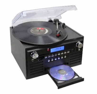 Factory supply new design  speaker vinyl records player turntable player cd recorder