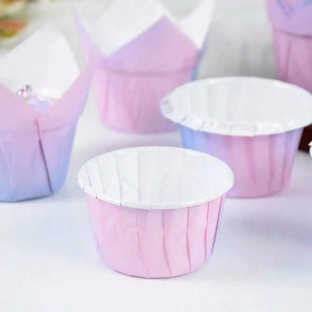 20 Gradient Cake Cup Molds Pink Blue Paper Cup Wrappers Muffin Liners Baking Molds Party Decoration DIY Kitchen Baking Desserts