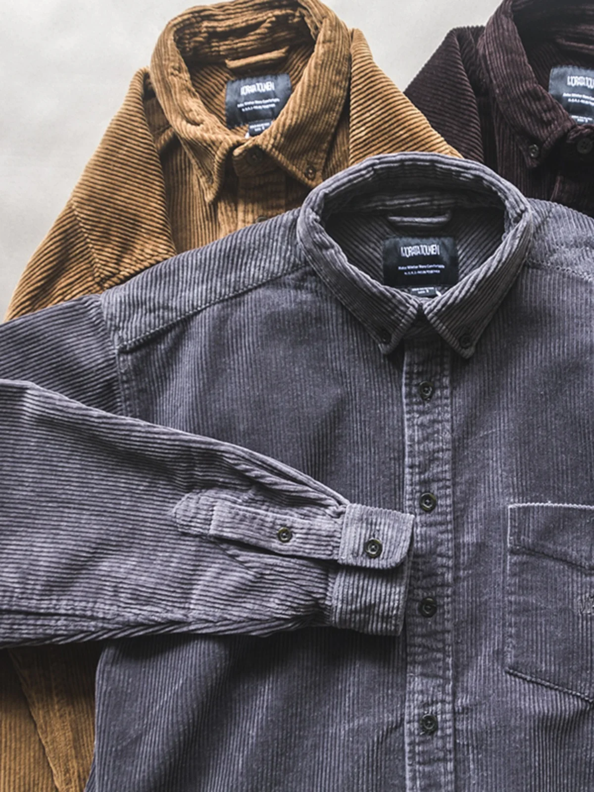 

Retro Workwear American Casual Corduroy Long Sleeve Shirt Slim Fit Layering Inner Wear Coat Male Autumn Winter Fashion