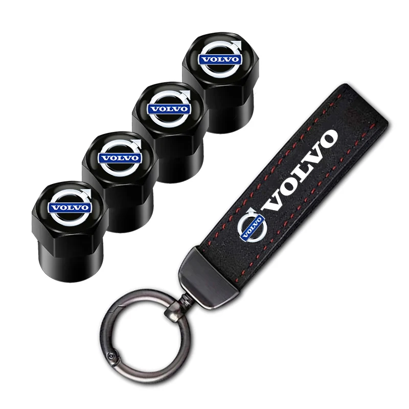 Car Tire Wheel Valve Caps Cover Suede Car Key Chain Ring Keychain For Volvo V60 V40 XC90 S60 XC60 V70 S90 V90 XC40 Accessories