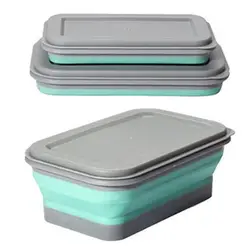 2Pcs/Sets Silicone Lunch Box Foldable Picnic Bento Box Square Salad Bowl Multi-purpose Travel Foldable Food Storage Box With Lid