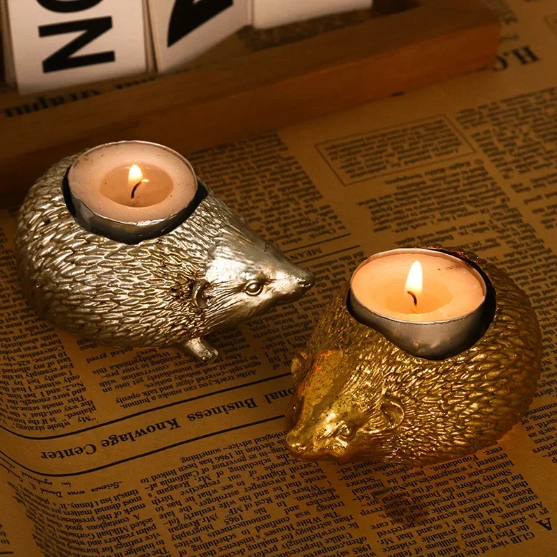 Vintage Home Hedgehog Candle Holder Decoration Aromatherapy Resin Candle Tray Creative Home Decoration