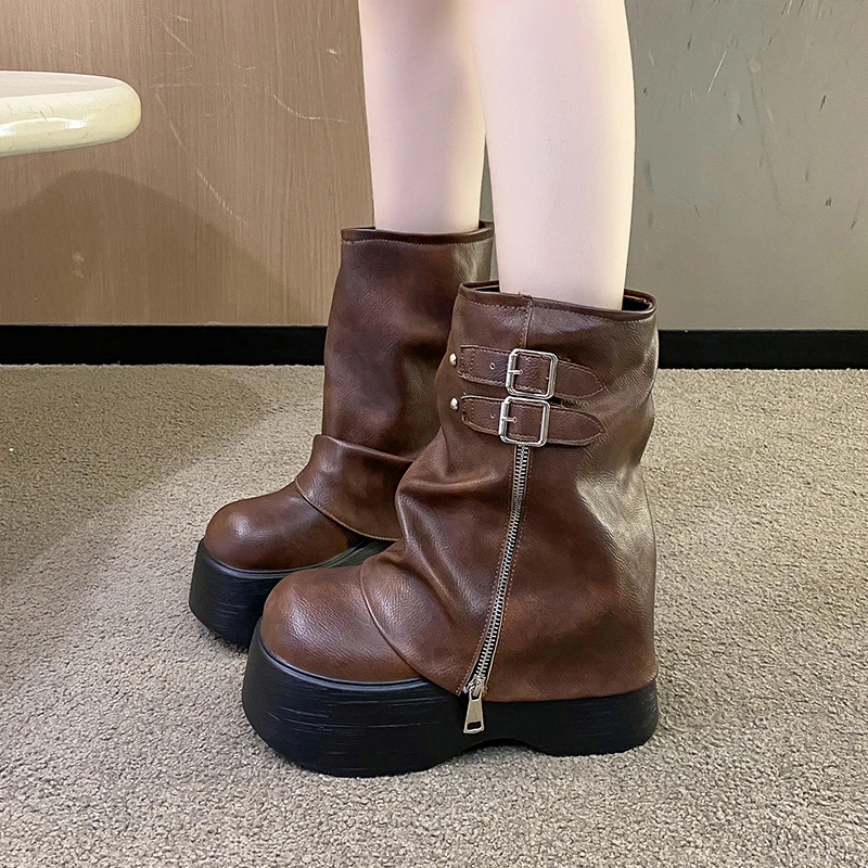 2023 New Women\'s Ankle Boots Fashion Cowboy Knight Boot Punk Gothic Classic Denim Canvas Shoes Short Goth Platform Shoes