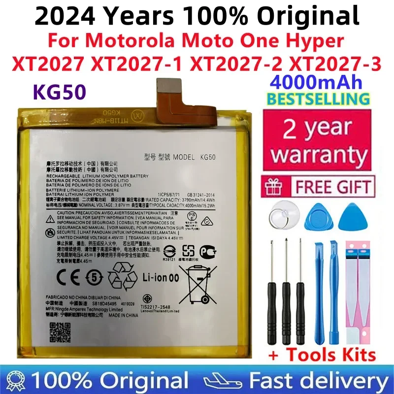 100% Original High Quality KG50 Battery For Motorola Moto One Hyper XT2027 XT2027-1 XT2027-2 XT2027-3 Batteries + Tools kit