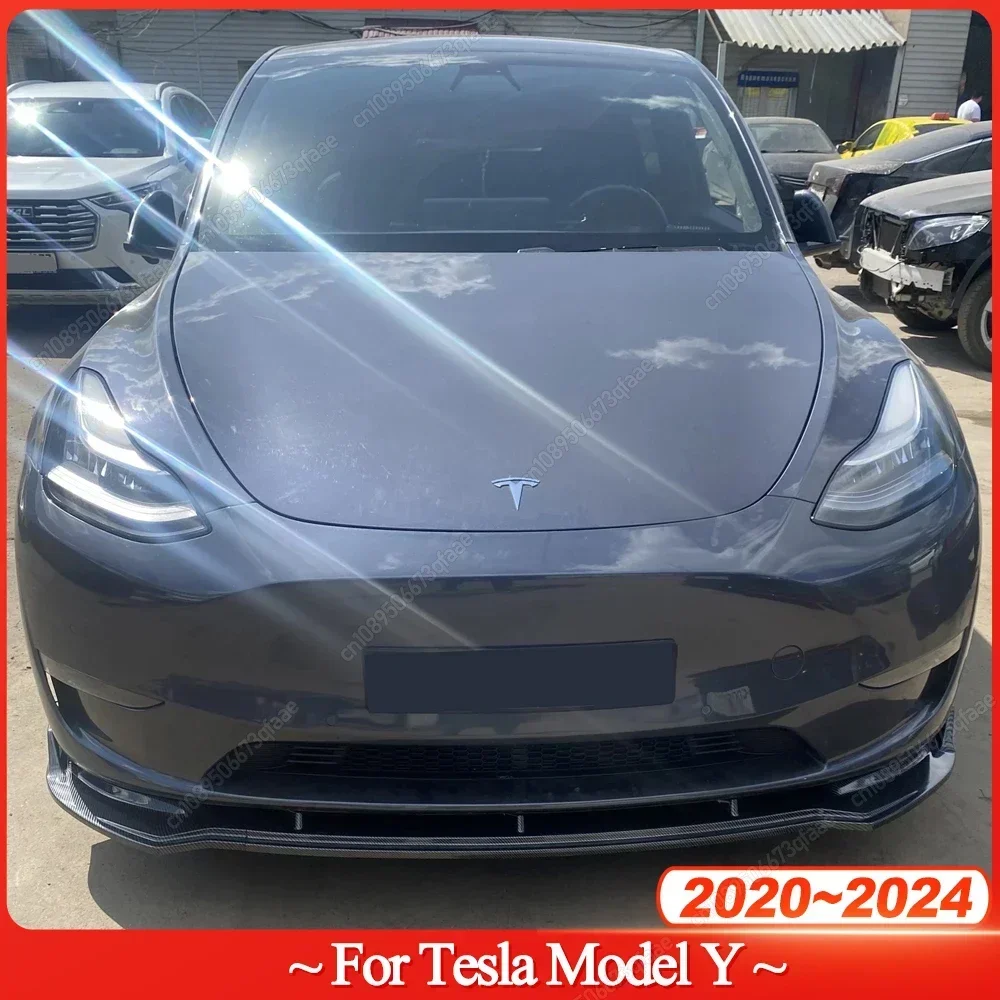 

For Tesla Model Y 2020-2024 Car Front Lower Bumper Lip Spoiler Modification Bumper Diffuser Protector Bodykit Tuning Gloss Black